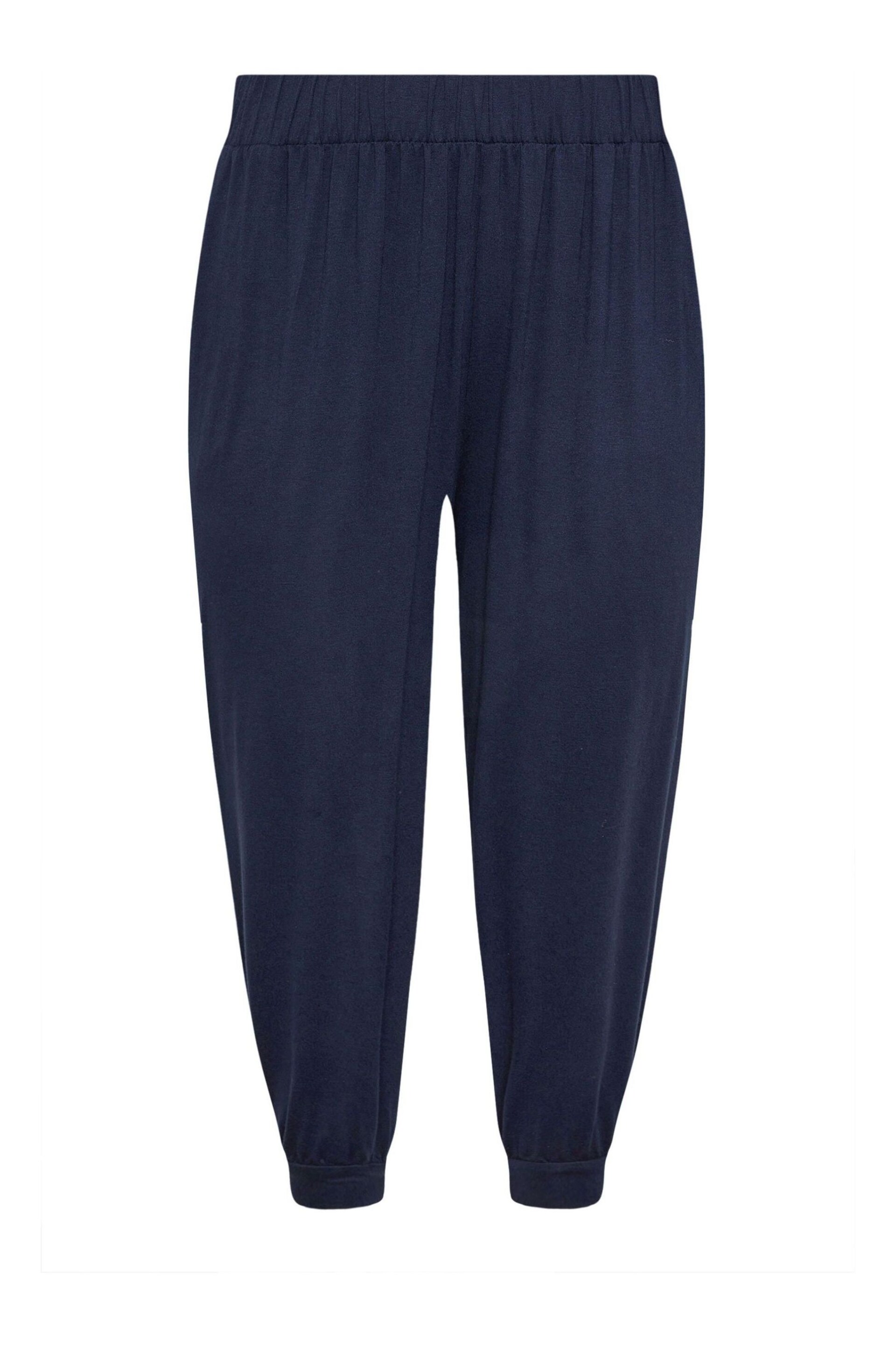 Yours Curve Blue Cropped Harem Trousers - Image 5 of 5