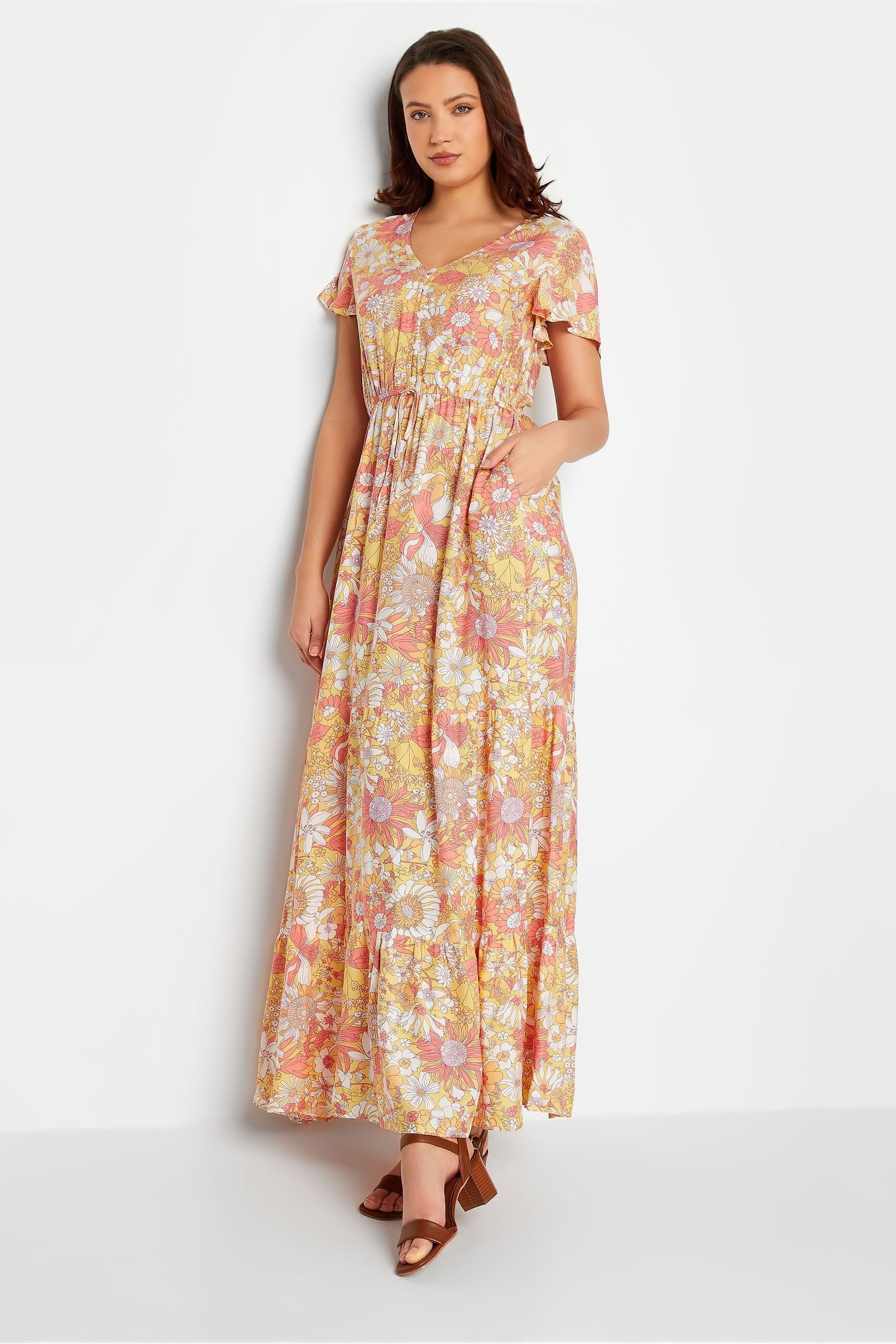 Buy Long Tall Sally Orange Pastel Floral Maxi Dress from Next Luxembourg