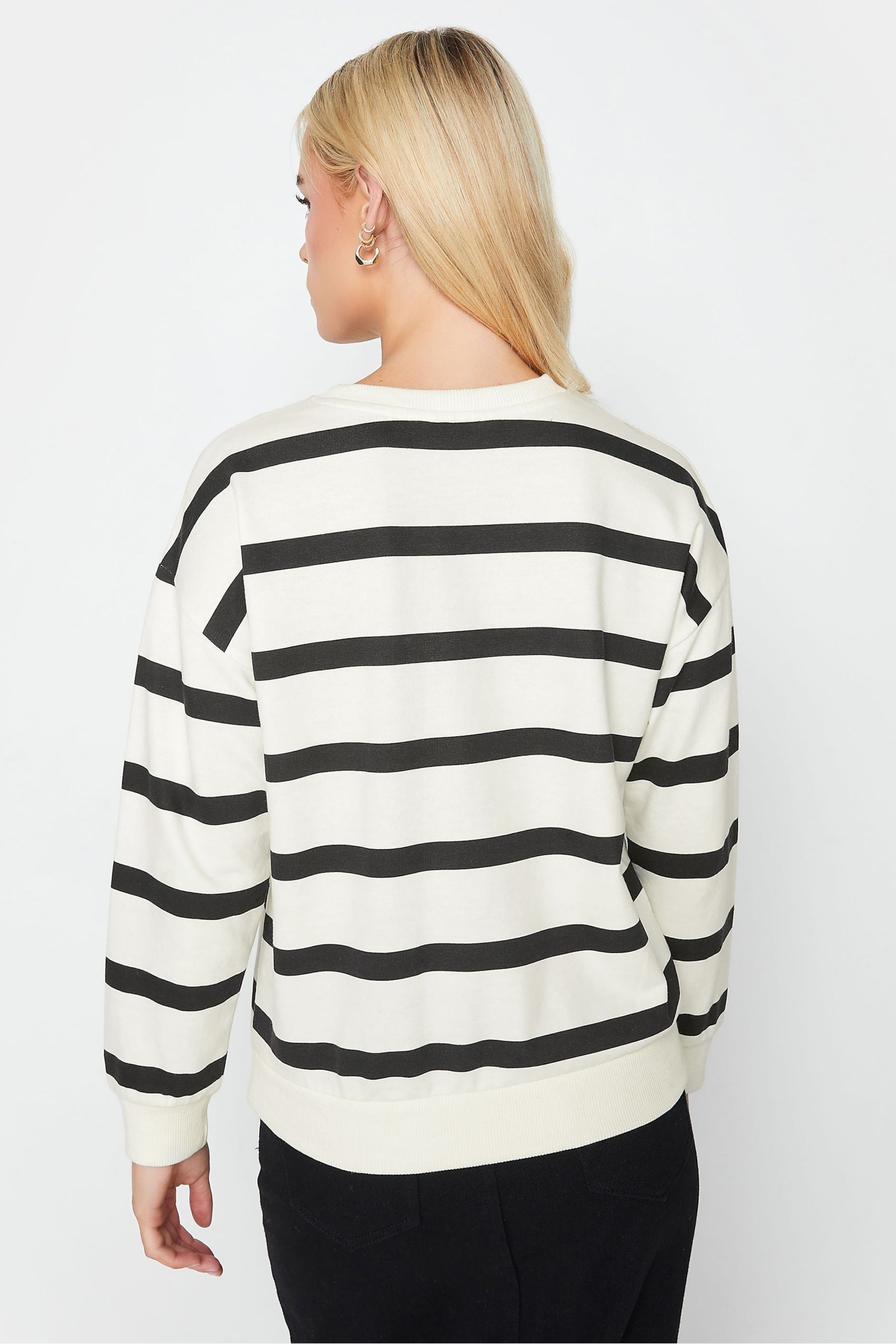 PixieGirl Petite Black Mono Stripe Sweatshirt - Image 2 of 4