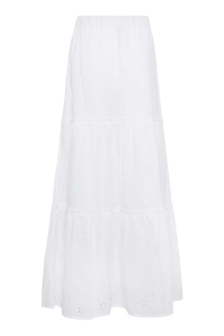 Long Tall Sally White 100% Cotton Broderie Anglaise Tiered Maxi Skirt - Image 4 of 4