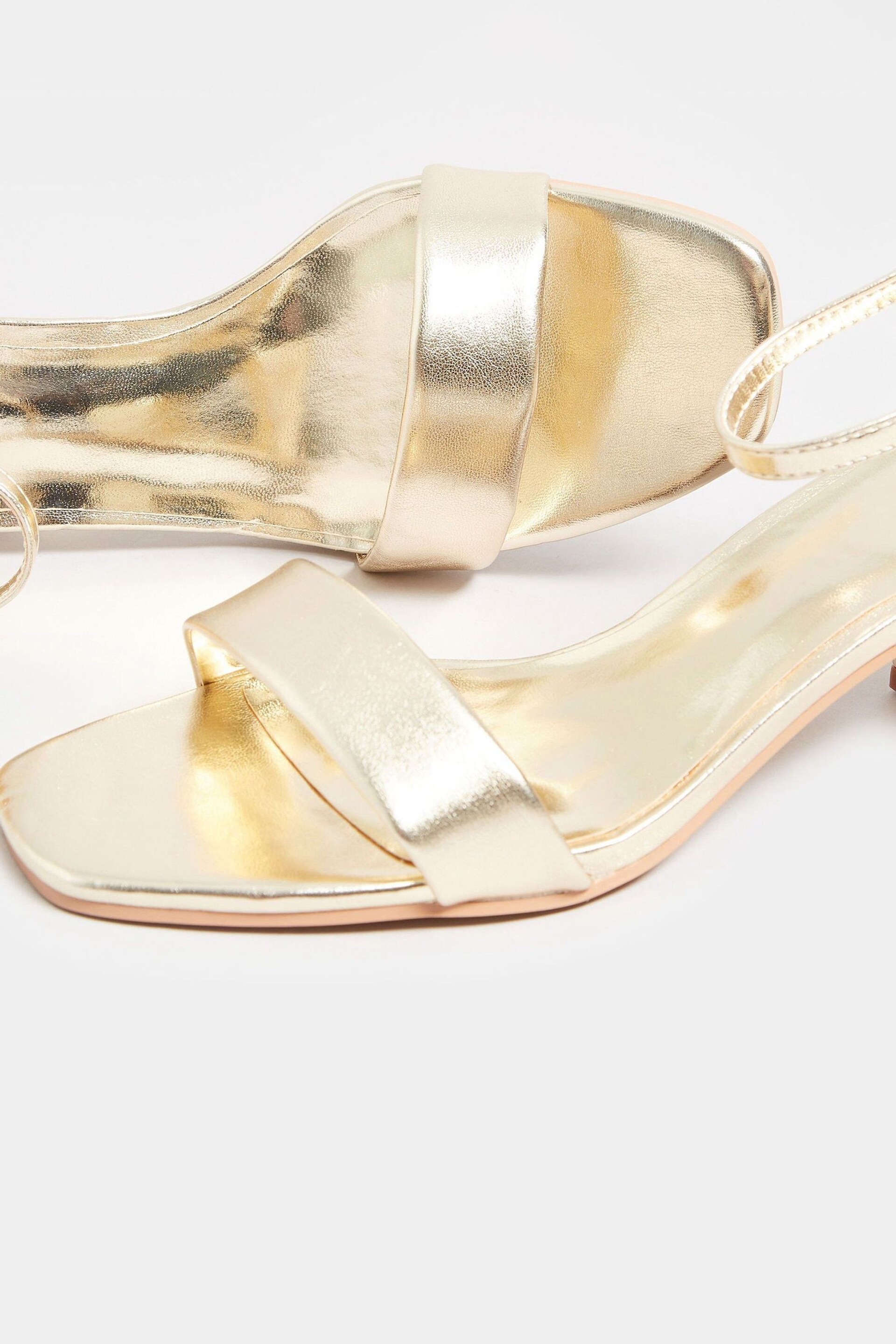 Long Tall Sally Gold Faux Leather Block Heel Sandals - Image 4 of 5