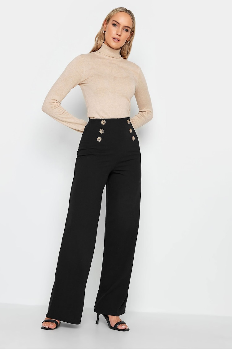 Long Tall Sally Black Button Detail Wide Leg Trousers - Image 2 of 3