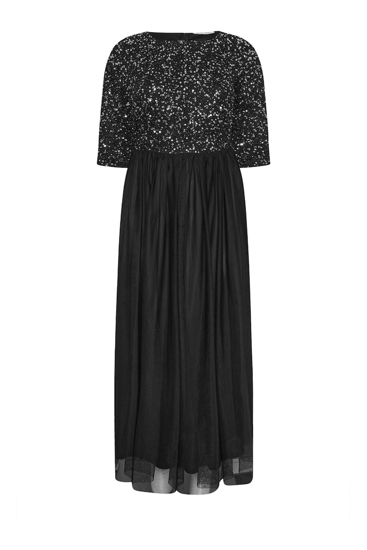 Yours Curve Black Luxe Embellished Long Sleeve Maxi Dress - Image 5 of 5