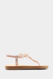 Yours Curve Gold Extra Wide Fit Wide Fit Diamante Flower Sandals - Image 2 of 5