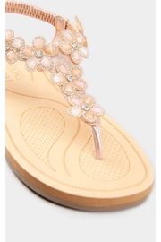 Yours Curve Gold Extra Wide Fit Wide Fit Diamante Flower Sandals - Image 4 of 5