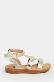 Yours Curve Gold Extra Wide Fit Studded Gladiator Sandals - Image 1 of 4