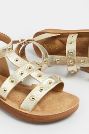 Yours Curve Gold Extra Wide Fit Studded Gladiator Sandals - Image 3 of 4