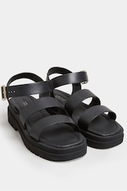 Yours Curve Black Grey Extra Wide Fit Wide Fit Diamante Flower Sandals - Image 3 of 4