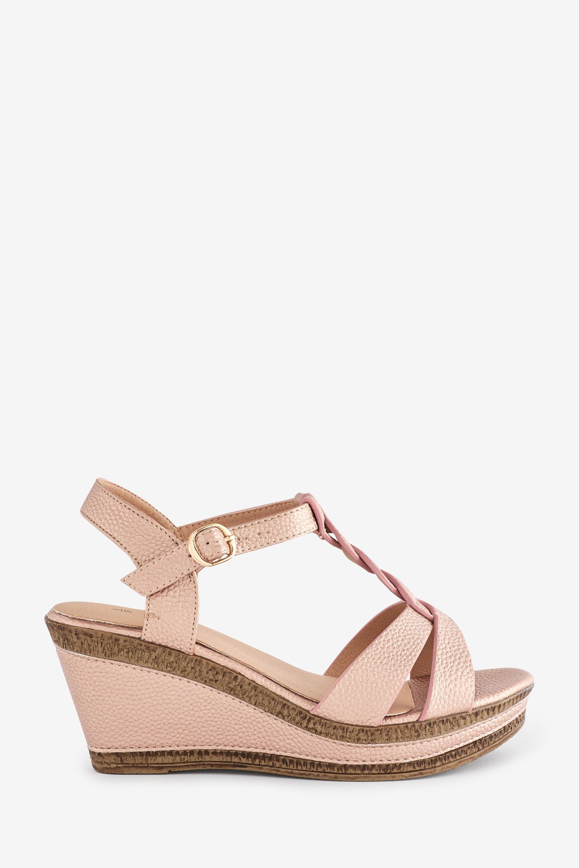 Yours Curve Gold Extra Wide Fit Cross Strap Wedges Heels - Image 2 of 5