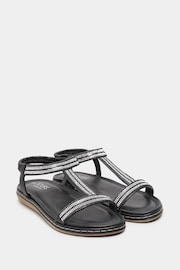 Yours Curve Black Dark Wide Fit Wide Fit Diamante Flower Sandals - Image 3 of 5