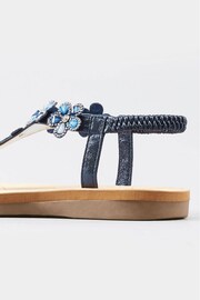 Yours Curve Blue Extra Wide Fit Wide Fit Diamante Flower Sandals - Image 3 of 5