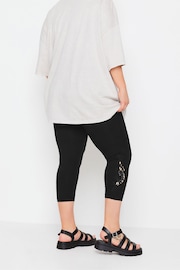 Yours Curve Black Lace Stretched Cropped Leggings - Image 4 of 5