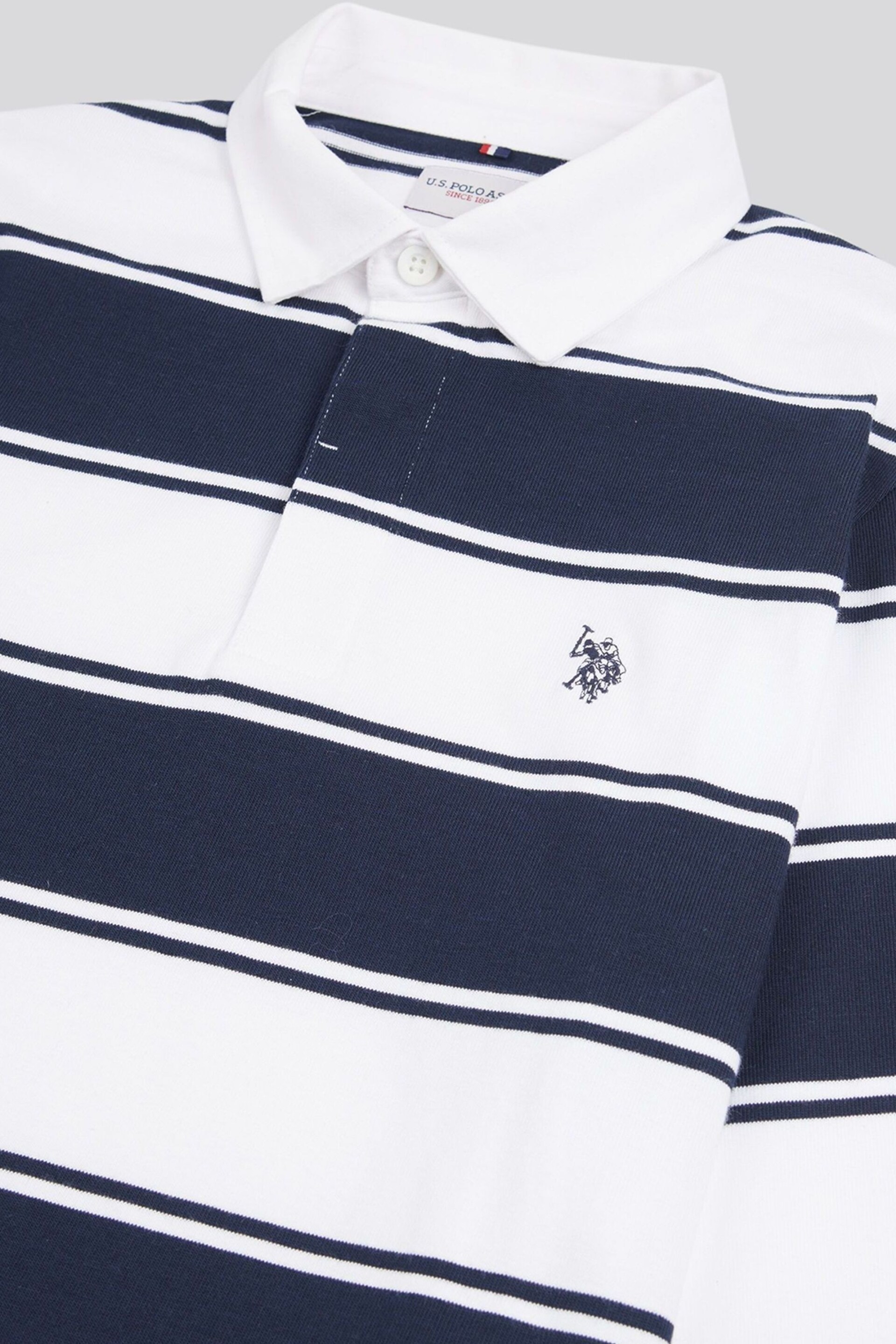 U.S. Polo Assn. Mens Regular Fit Striped Rugby White Shirt - Image 6 of 8