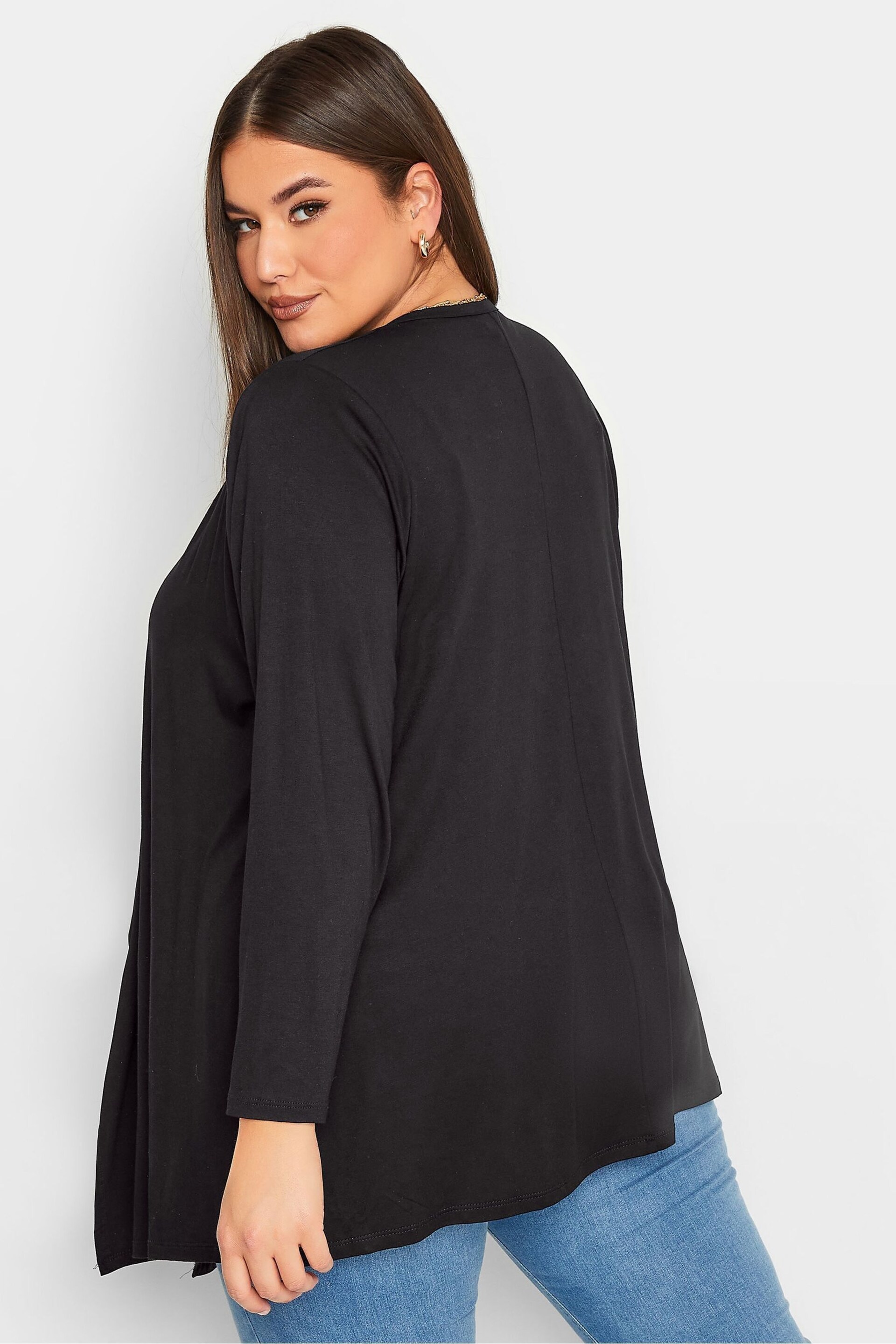 Yours Curve Black Waterfall Cardigan - Image 2 of 8