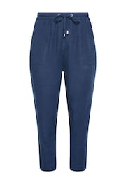 Yours Curve Blue Linen Viscose Joggers - Image 5 of 5