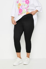 Yours Curve Black Cropped Jenny Stretch Jeggings - Image 1 of 7