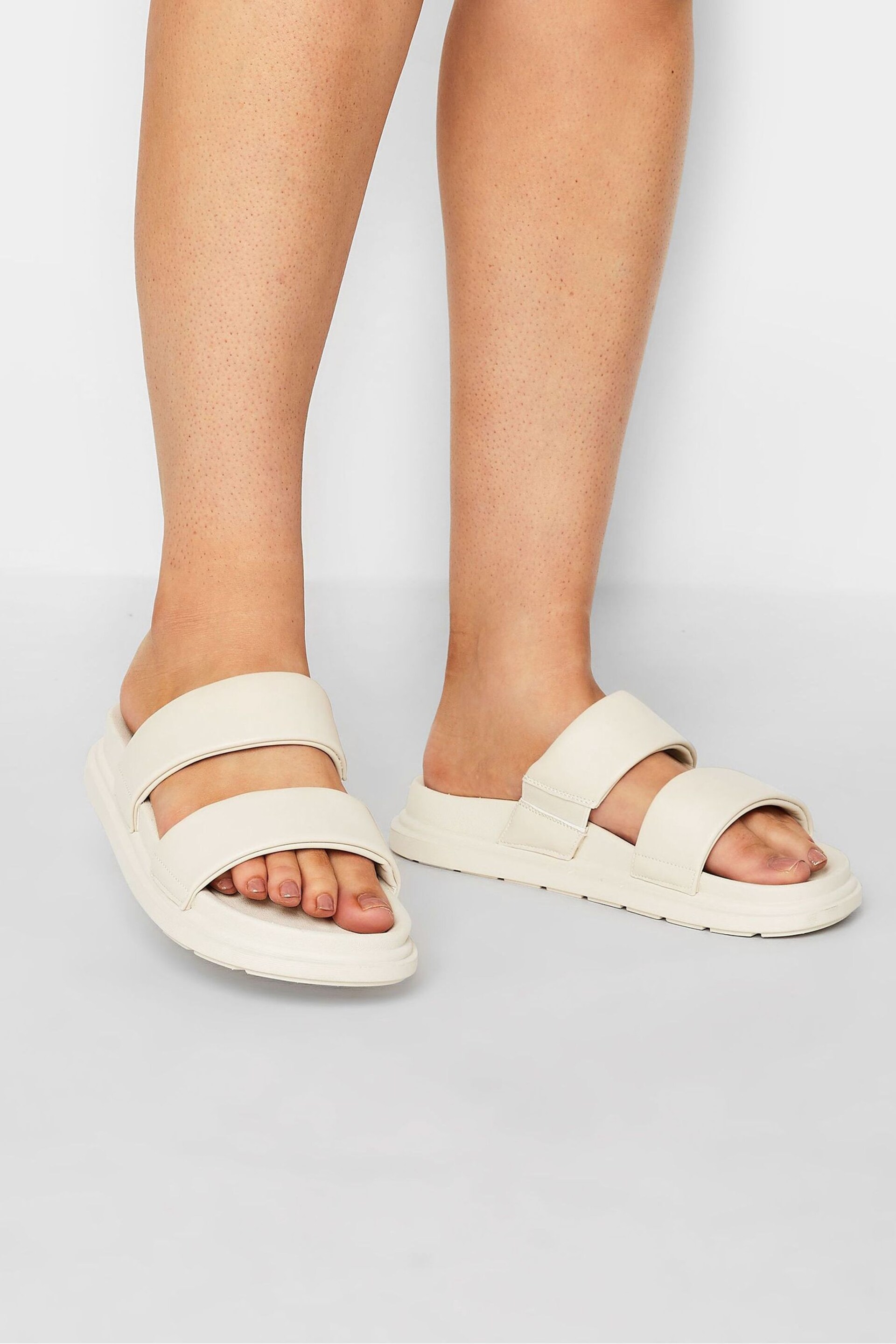 Yours Curve White Extra-Wide Fit Two Strap Colour Drench Sandals - Image 1 of 3
