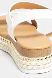Yours Curve White Brown Extra Wide Fit Wide Fit Diamante Flower Sandals - Image 4 of 6