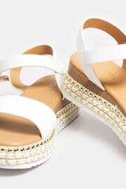 Yours Curve White Brown Extra Wide Fit Wide Fit Diamante Flower Sandals - Image 6 of 6