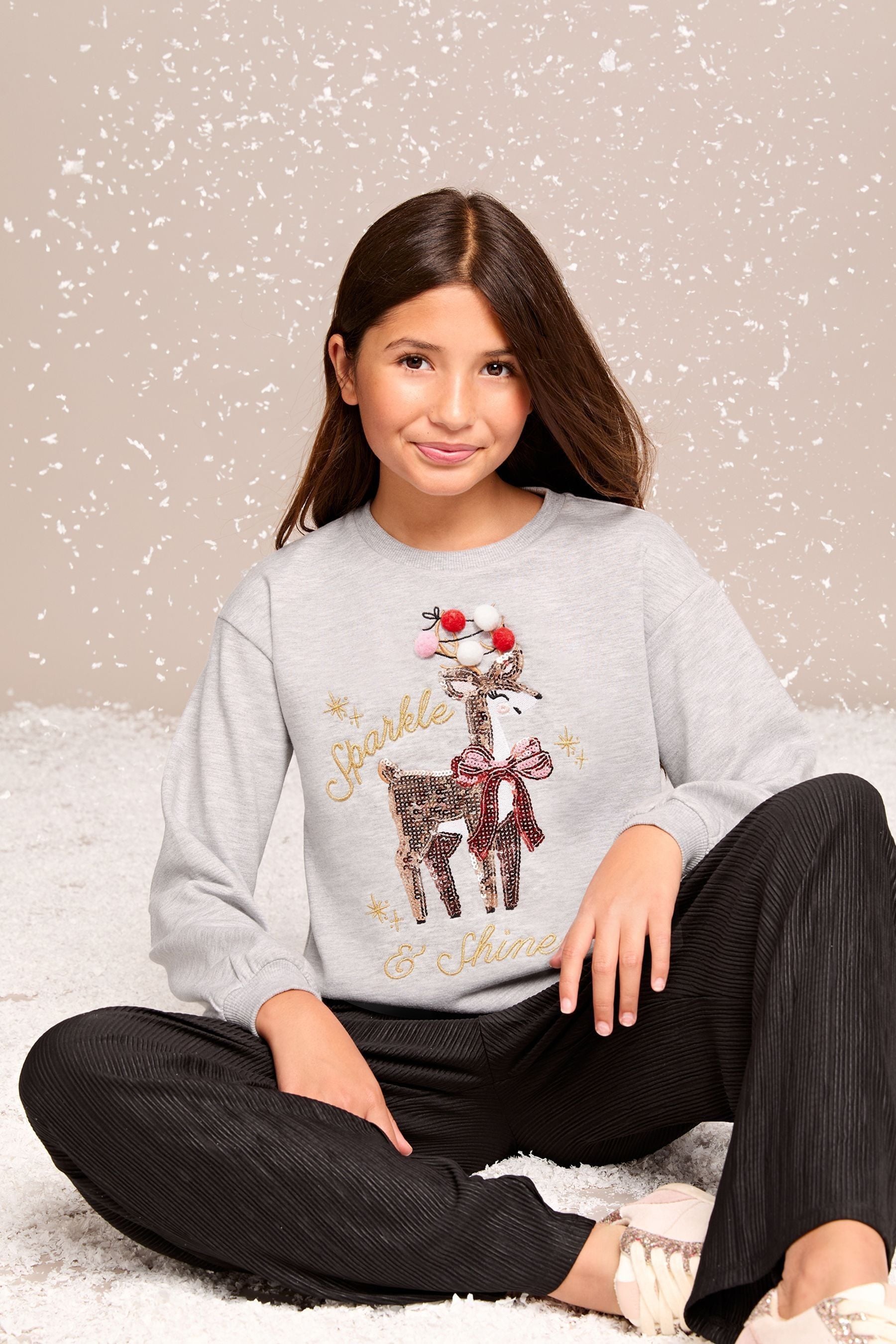 Buy Lipsy Light Grey Christmas Sweatshirt 5 16yrs from Next Luxembourg