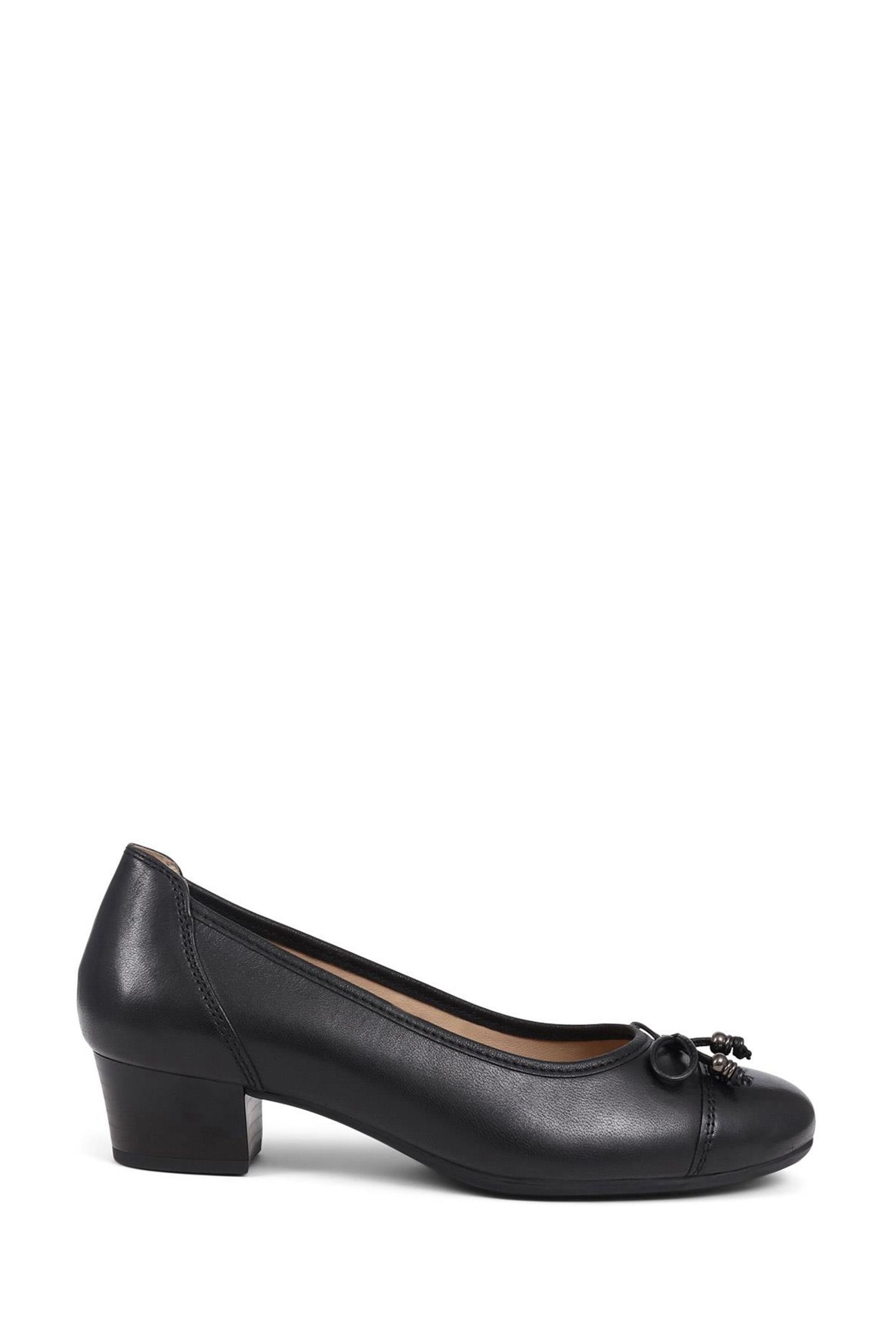 Pavers Leather Block Heel Court Black Shoes