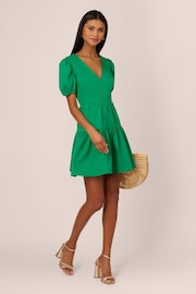 Adrianna Papell Green Stretch Cotton Short Dress - Image 3 of 8