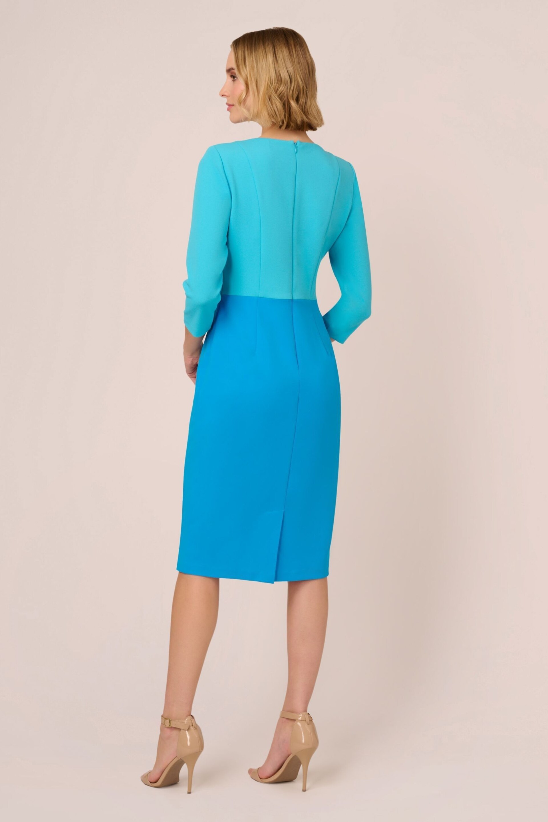 Adrianna Papell Blue Colorblock Tie Front Dress - Image 2 of 7