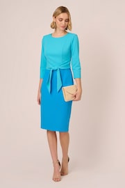 Adrianna Papell Blue Colorblock Tie Front Dress - Image 3 of 7