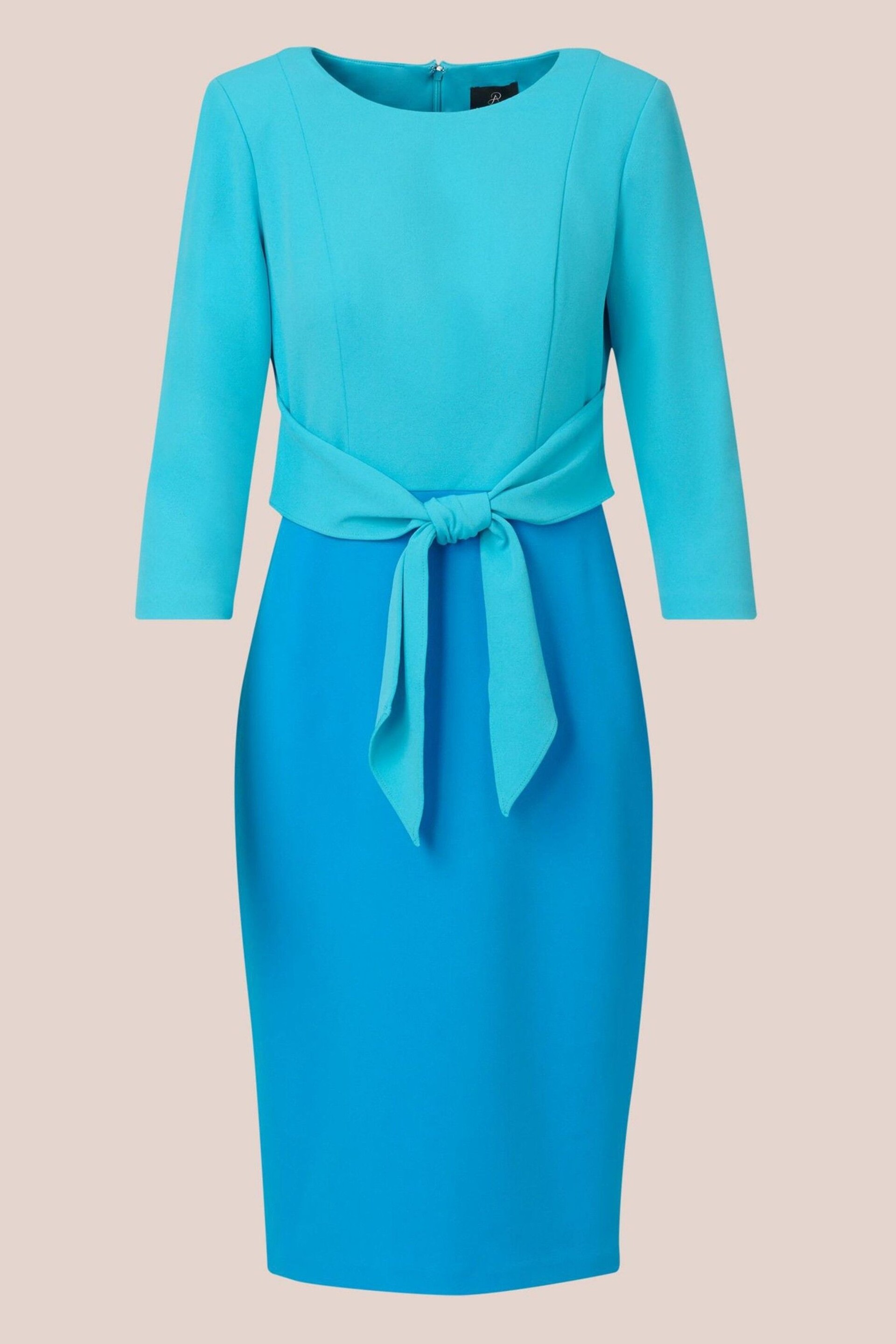 Adrianna Papell Blue Colorblock Tie Front Dress - Image 6 of 7