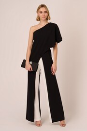 Adrianna Papell Colorblock Overlay Black Jumpsuit - Image 4 of 7