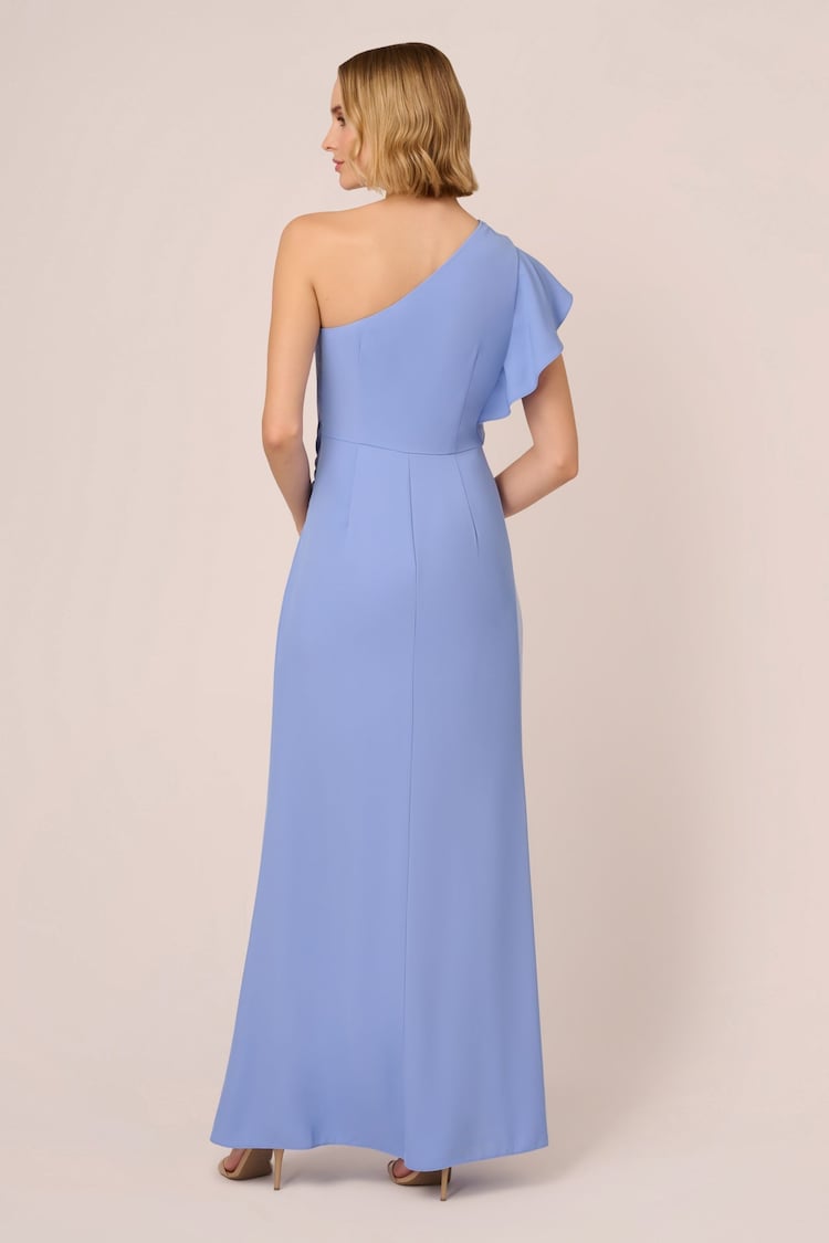 Adrianna Papell Blue One Shoulder Gown - Image 2 of 6