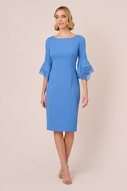 Adrianna Papell Blue Knit Crepe Tiered Sleeve Dress - Image 1 of 7