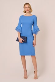 Adrianna Papell Blue Knit Crepe Tiered Sleeve Dress - Image 3 of 7