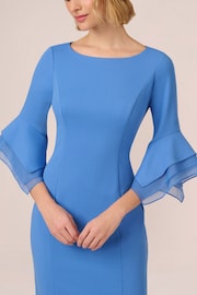 Adrianna Papell Blue Knit Crepe Tiered Sleeve Dress - Image 4 of 7