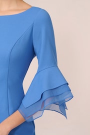 Adrianna Papell Blue Knit Crepe Tiered Sleeve Dress - Image 5 of 7