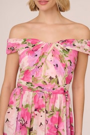 Adrianna Papell Pink Printed Off-Sholder Dress - Image 4 of 7