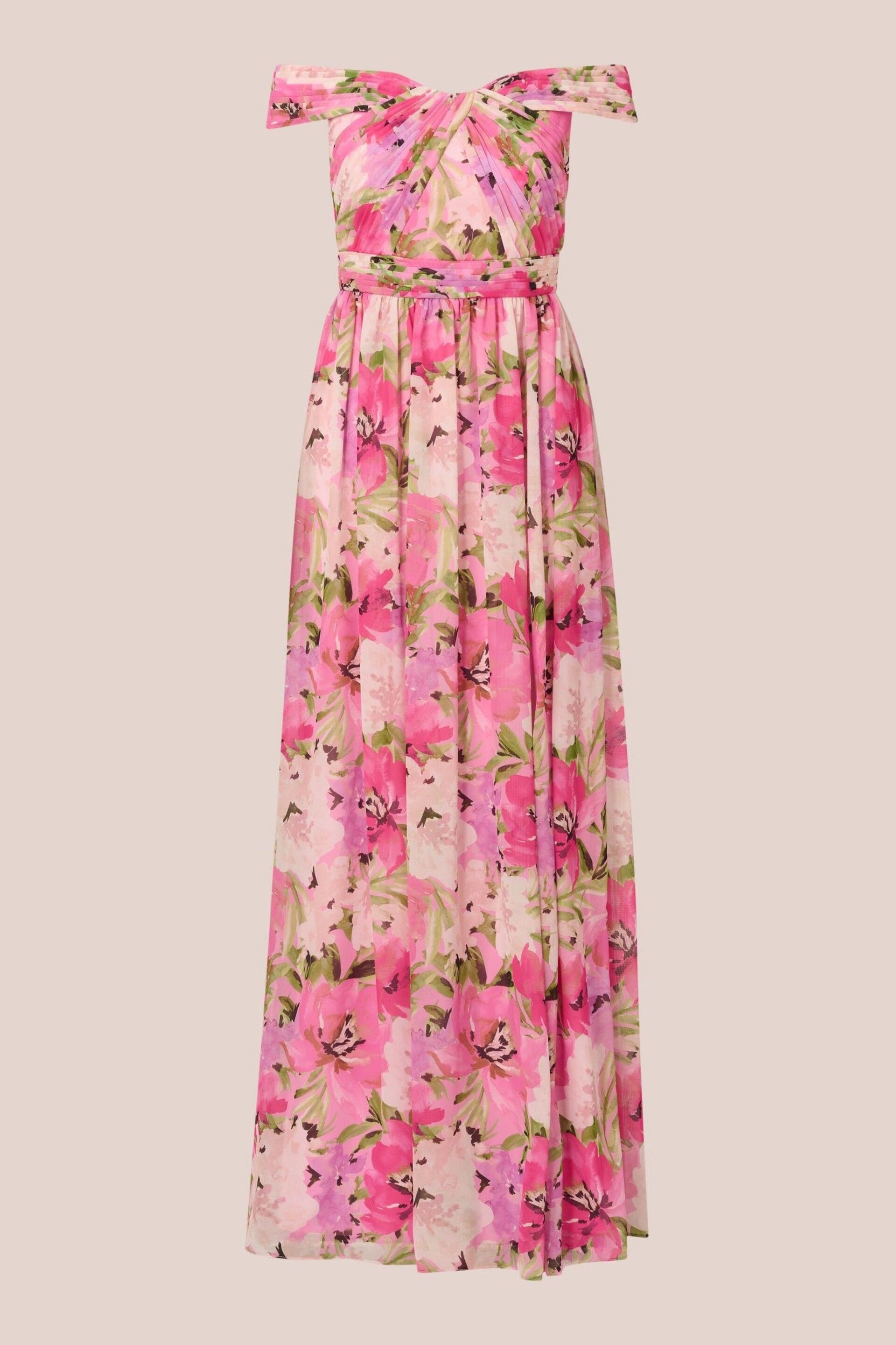 Adrianna Papell Pink Printed Off-Sholder Dress - Image 7 of 7