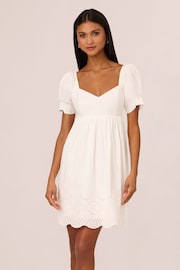 Adrianna Papell Eyelet Short White Dress - Image 1 of 8