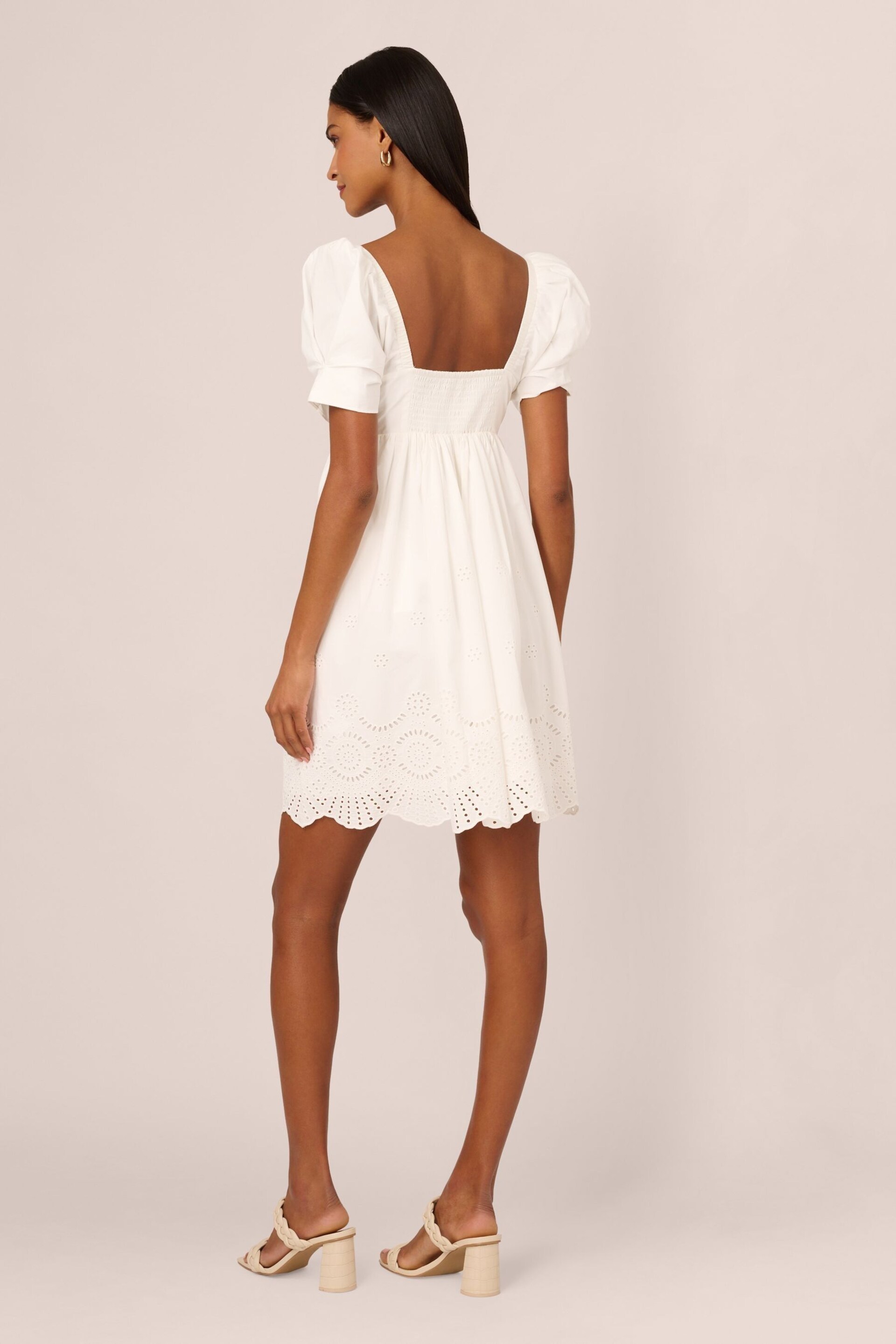 Adrianna Papell Eyelet Short White Dress - Image 3 of 8