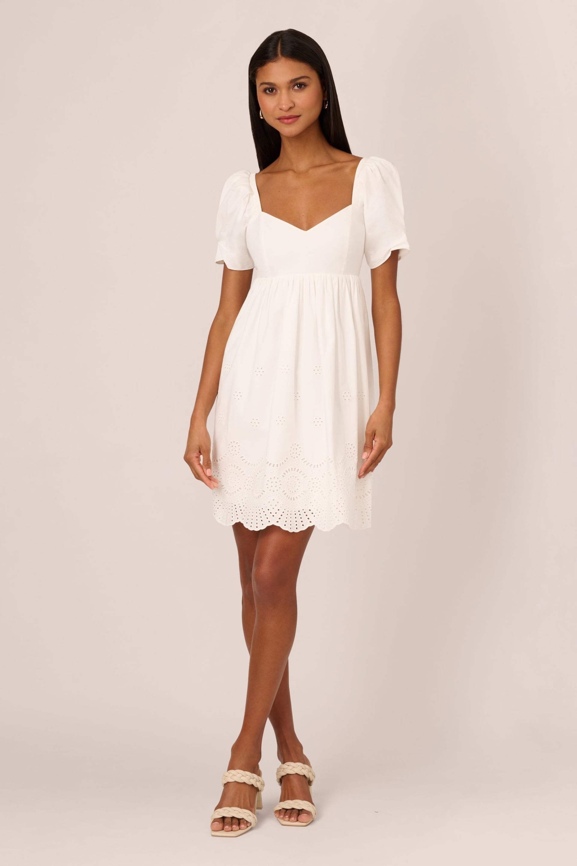 Adrianna Papell Eyelet Short White Dress - Image 6 of 8