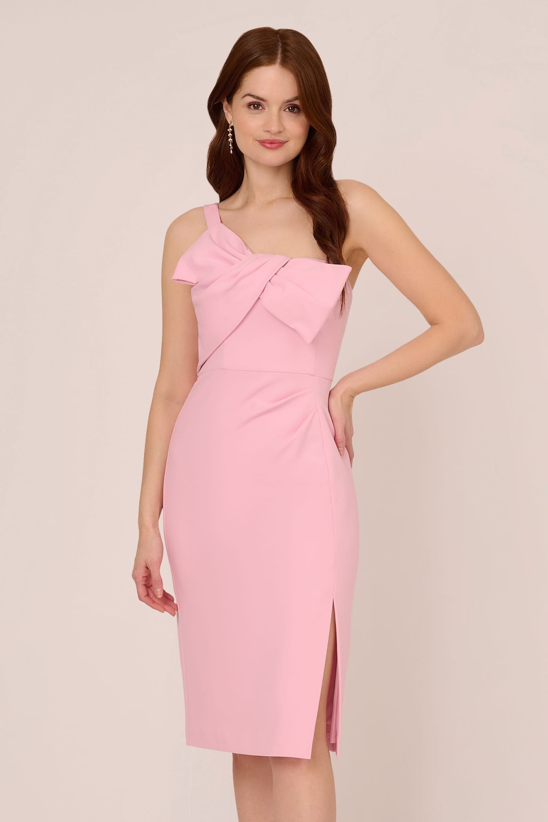 Adrianna Papell Pink Knit Crepe Short Dress - Image 1 of 7