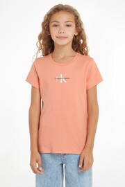 Calvin Klein Orange 100% Cotton Micro Monogram Top - Image 1 of 6