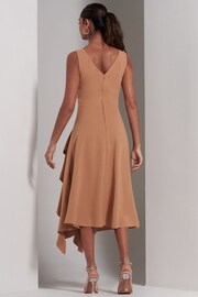 Jolie Moi Brown Haylen Frill Detail Midi Dress - Image 2 of 6