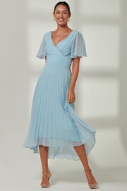 Jolie Moi Blue Elene Pleated High Low Chiffon Maxi Dress - Image 6 of 6