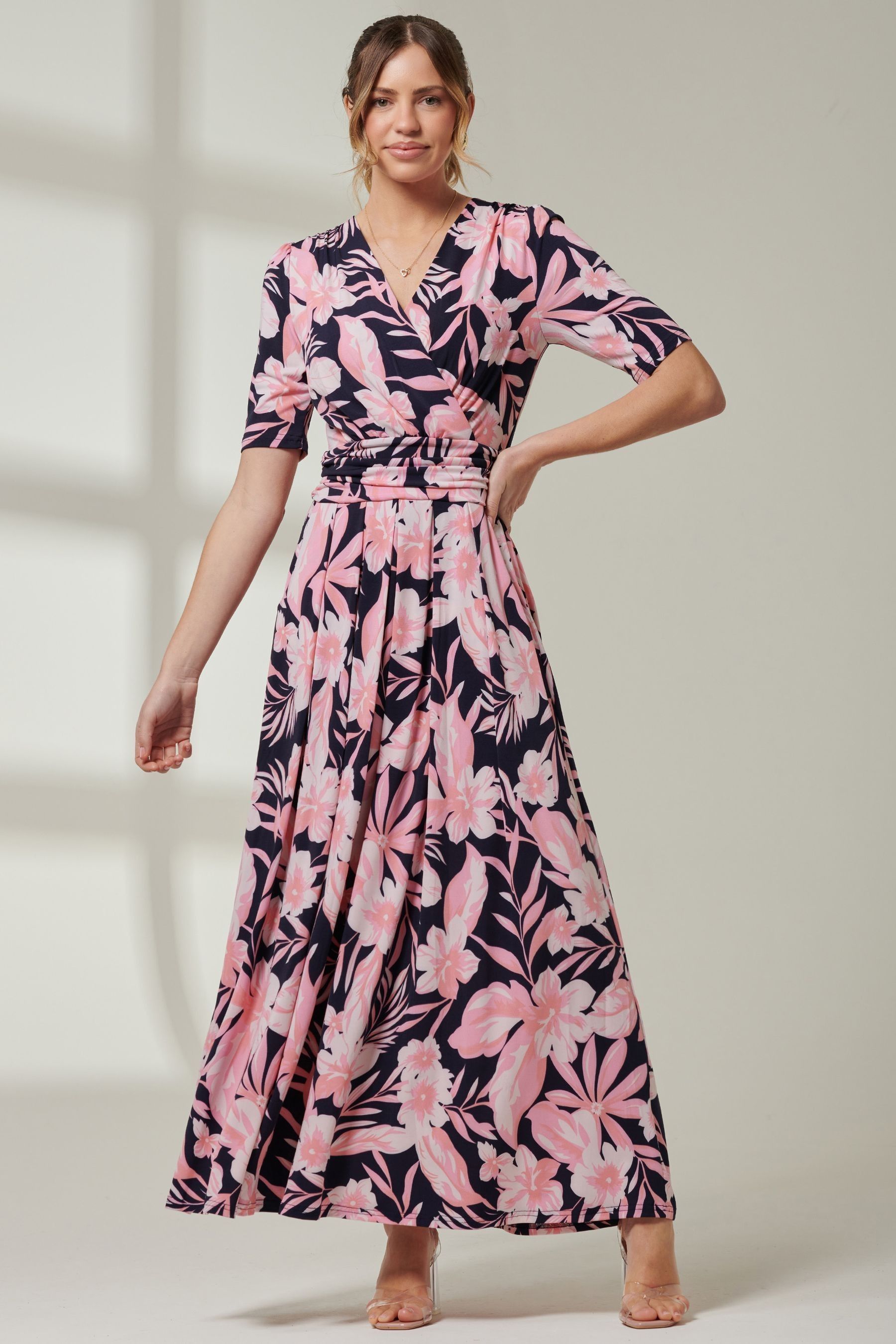 Black floral print maxi dress shop