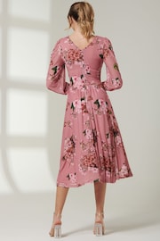 Jolie Moi Pink Long Sleeve Mesh Midi Dress - Image 2 of 6