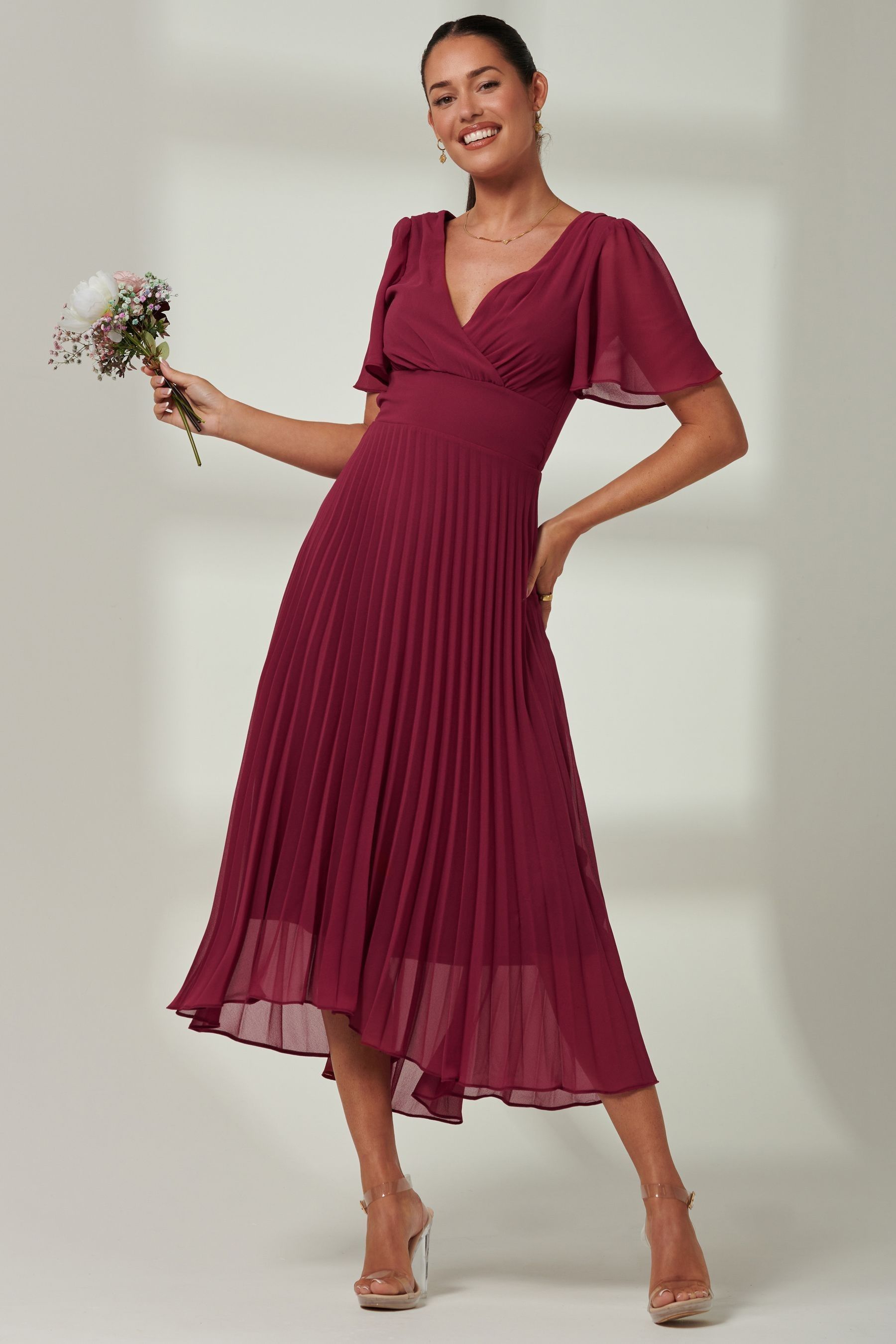 Red chiffon maxi dress clearance