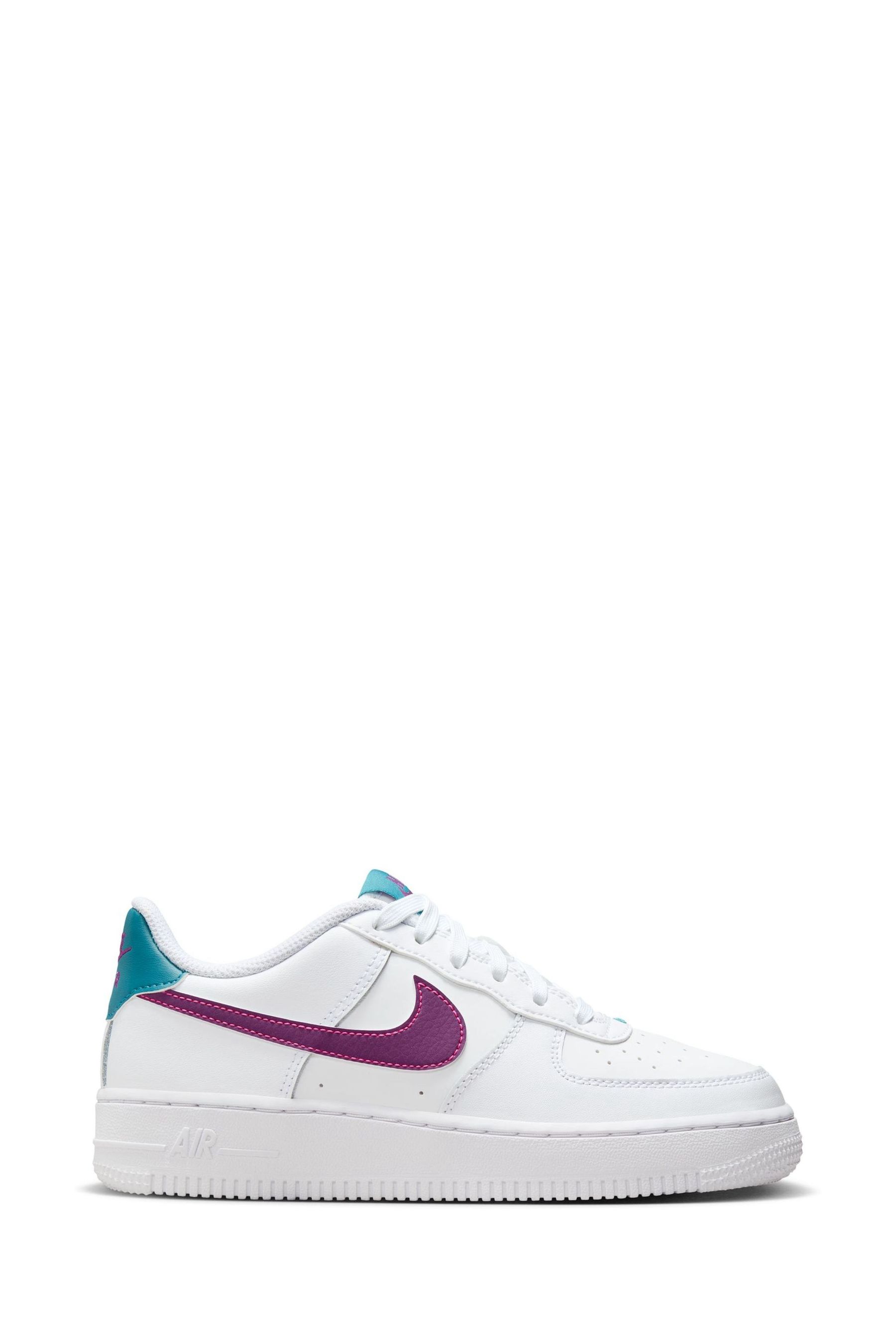 Buy Nike White Purple Blue Air Force 1 Youth Trainers from Next Denmark