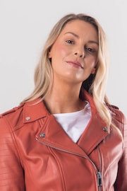 Lakeland Leather Orange Esthwaite Classic Leather Biker Jacket - Image 2 of 6