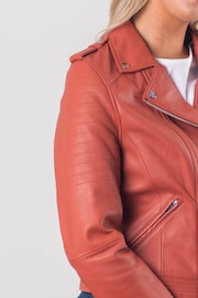 Lakeland Leather Orange Esthwaite Classic Leather Biker Jacket - Image 5 of 6